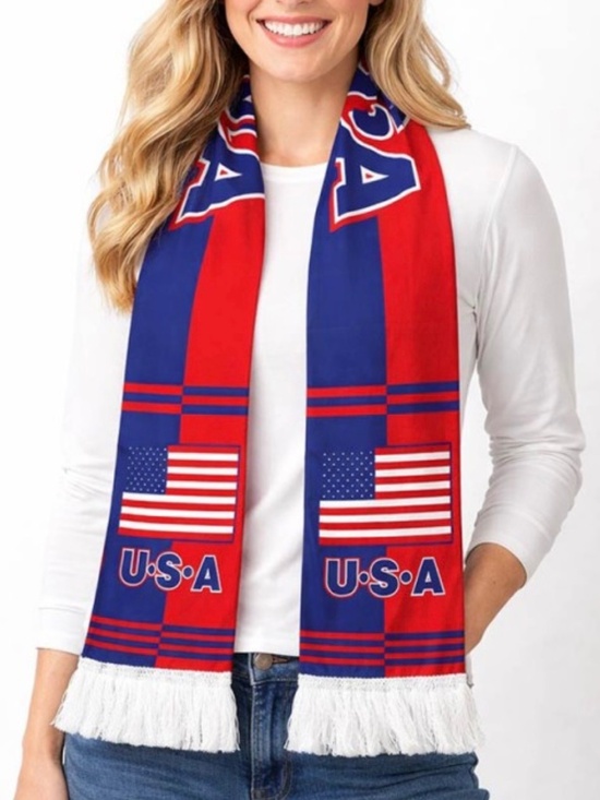 Accessories - WORLD CUP AMERICAN FLAG UNISEX FRINGE PATRIOTIC SCARF
